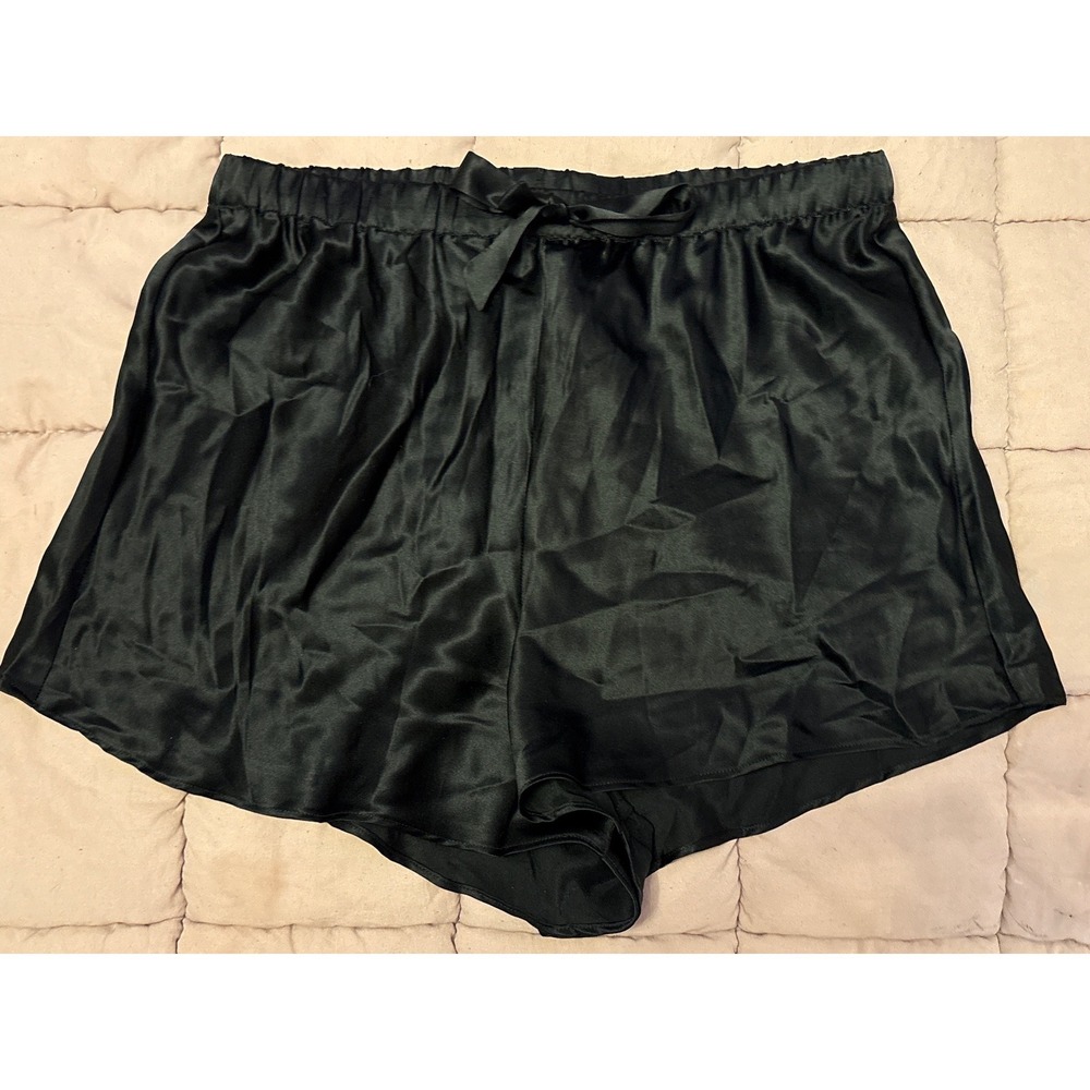 NEW SilkSilky Women Black 100% Silk Sleep Lounge Shorts Pajama Bottoms, Size M